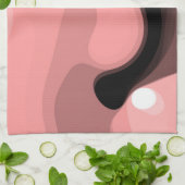 Sunset Horizon: Abstract Roze, Zwart & Wit Theedoek (Gevouwen)