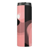 Sunset Horizon: Abstract Roze, Zwart & Wit Thermosbeker (Achterkant)