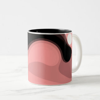 Sunset Horizon: Abstract Roze, Zwart & Wit Tweekleurige Koffiemok