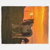 Sunset Horse Fleece Deken (Voorkant (Horizontaal))