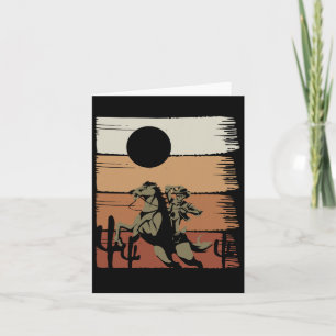 Sunset Horseback Riding Rodeo Westerne Retro Cowbo Kaart