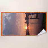 Sunset Huizen Harbor Beach Towel Strandlaken (Voorkant)