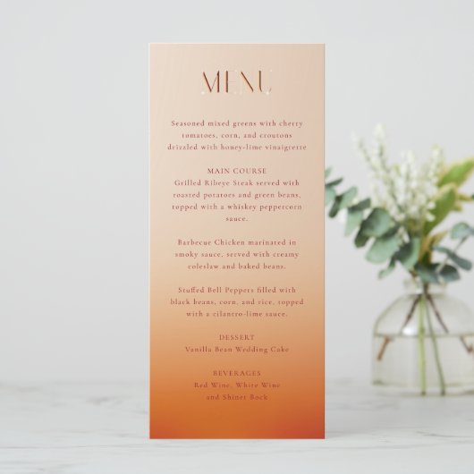 Sunset huwelijksmenu menu (Staand voorkant)