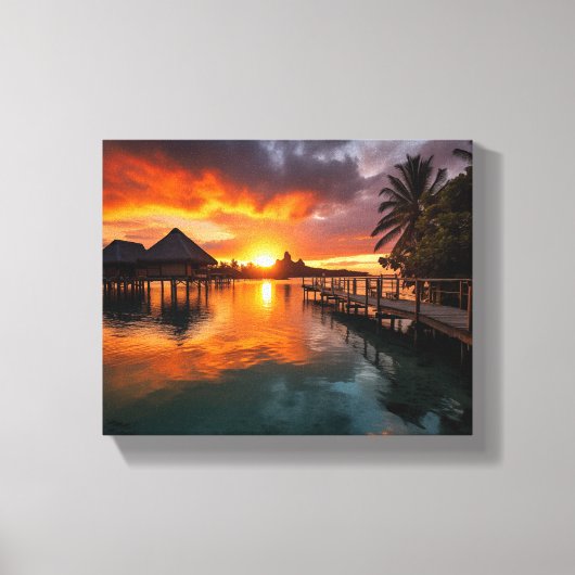 Sunset in Bora Bora Canvas Afdruk (Voorkant)