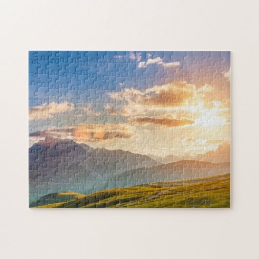 Sunset in de bergen legpuzzel (Horizontaal)