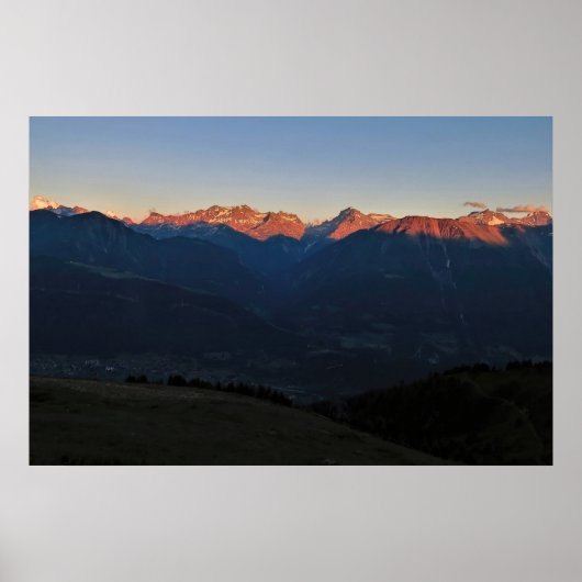 Sunset in Fiescher Valley Poster (Voorkant)