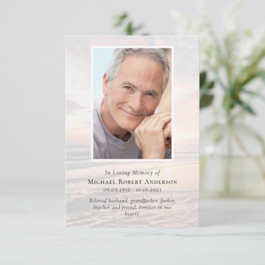 Sunset in Loving Memory | Begrafenis Bedankkaart (Staand voorkant)