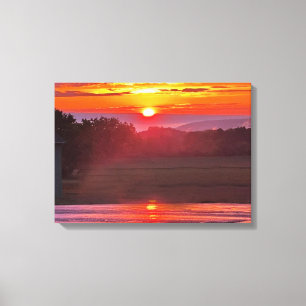 SUNSET IN NEW YORK STATE CANVAS AFDRUK