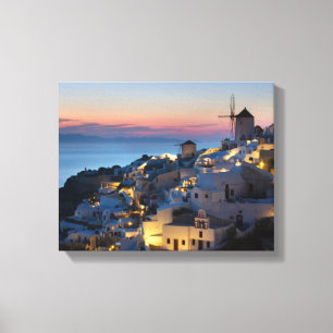 Sunset in Oia Greece Canvas Afdruk