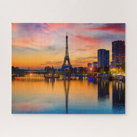 Sunset in Parijs, Frankrijk. Eiffeltoren op zee Legpuzzel (Horizontaal)