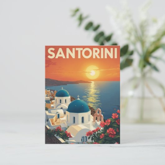 Sunset in Santorini Briefkaart (Staand voorkant)