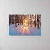 Sunset in sneeuwwinterdenbos canvas afdruk (Voorkant)