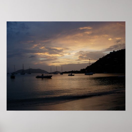 Sunset in the British Virgin Islands Poster Print (Voorkant)