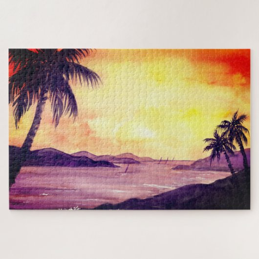 Sunset in Tropics door Farida Greenfield Jigzaag P Legpuzzel (Horizontaal)