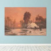 Sunset in winter Canvas Afdruk (Insitu (Houten vloer))