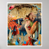 Sunset in Zanzibar, Collage Art Poster (Voorkant)