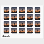 Sunset Joshua Trees Square Sticker (Vel)