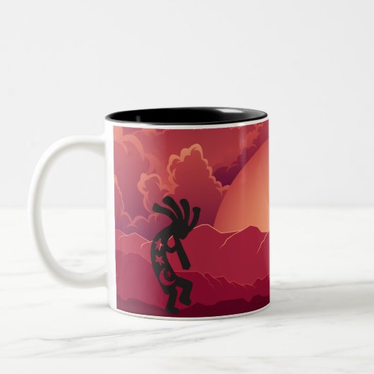 Sunset Kokopelli Tweekleurige Koffiemok (Links)