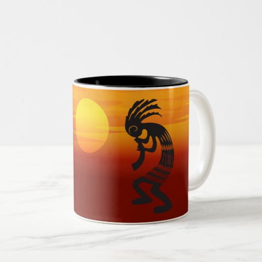 Sunset Kokopelli Tweekleurige Koffiemok (Voorkant rechts)