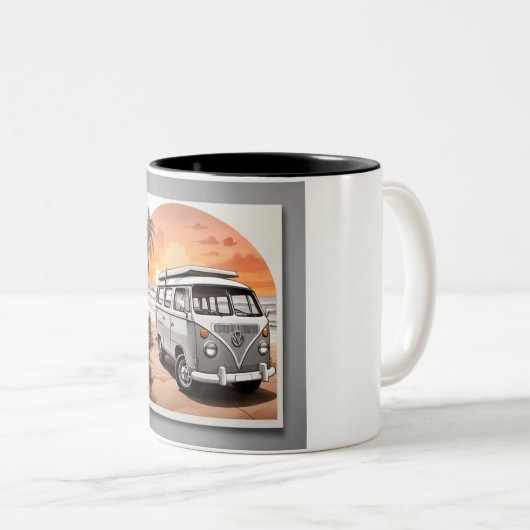"Sunset Kombi Beach Mug - Coastal Adventure Cup" (Devant droit)