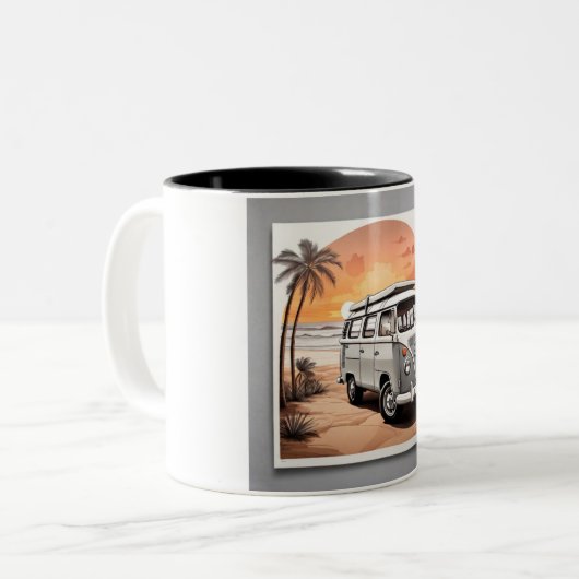 "Sunset Kombi Beach Mug - Coastal Adventure Cup" (Devant gauche)