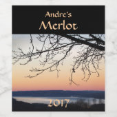 Sunset Lake Étiquette de vin rouge (Étiquettes simples)