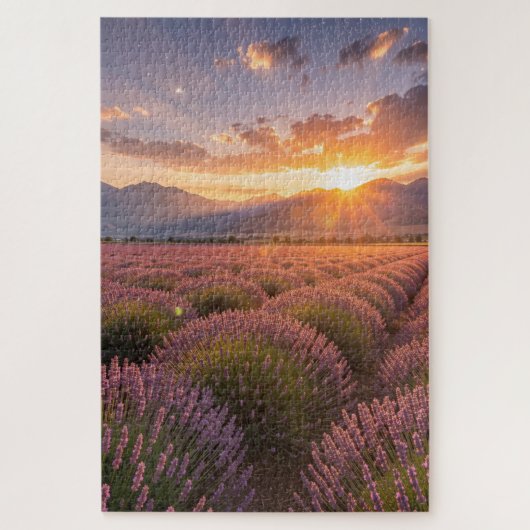 Sunset Lavender Field Jigsaw Puzzle Legpuzzel (Verticaal)
