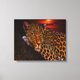 Sunset Leopard Canvas Afdruk