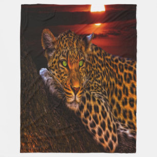 Sunset Leopard Fleece Deken