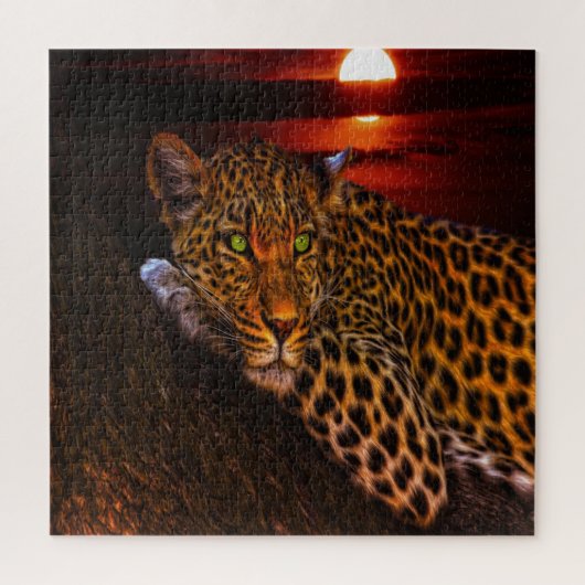 Sunset Leopard Legpuzzel (Verticaal)