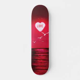 Sunset Love - Romantic - Black Red - Skateboard