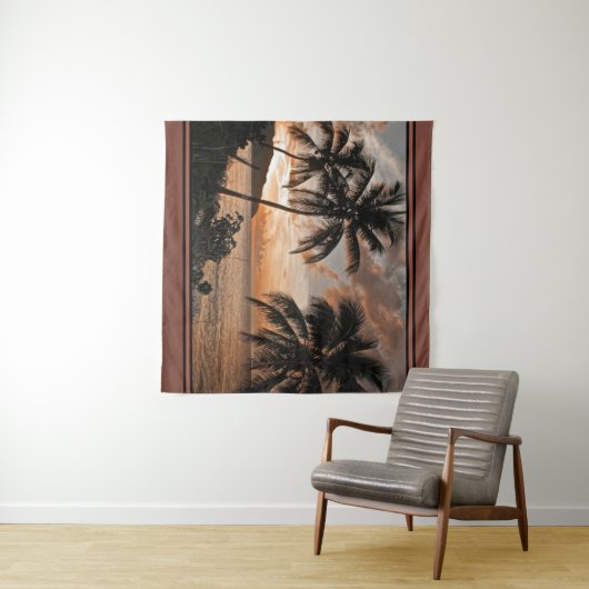 Sunset Maagdeneilanden St. Croix Beach Palm Trees Wandkleed (In Situ (horizontaal))