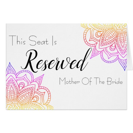 Sunset Mandala Reserved Seat Wedding Sign (Voorkant Horizontaal)