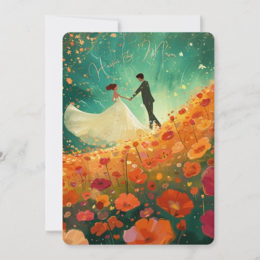 Sunset Meadow Dance Faire-part de mariage (Devant)