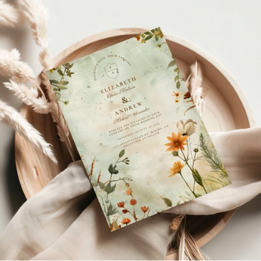 Sunset Meadow Wildflower Wedding Kaart