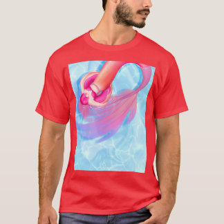 Sunset mermaid in a donut float t-shirt