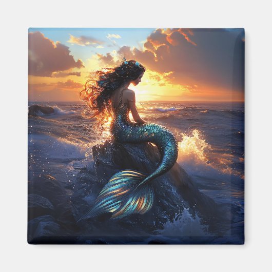 Sunset Mermaid Magneet (Voorkant)