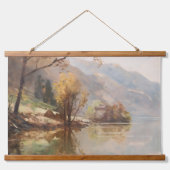 Sunset met Mountain en River Hangend Wandkleed (Voorkant)