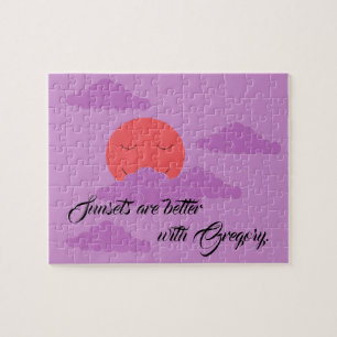 Sunset met Paarse wolken Legpuzzel