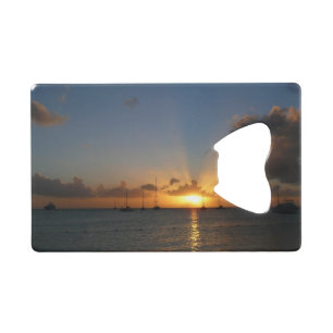 Sunset met Sailships Tropical Landscape Photo Kredietkaart Flessenopener