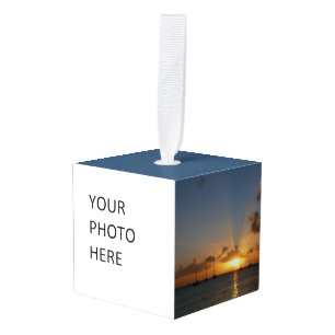 Sunset met Sailships Tropical Landscape Photo Kubus Ornament