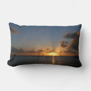 Sunset met Sailships Tropical Landscape Photo Kussen