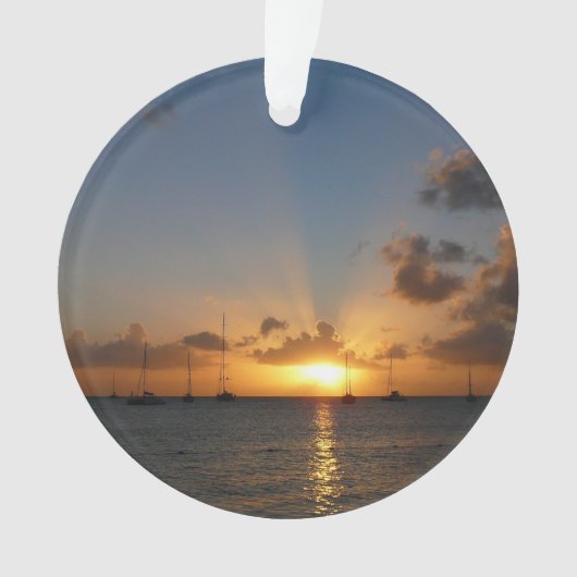 Sunset met Sailships Tropical Landscape Photo Ornament (voorkant)