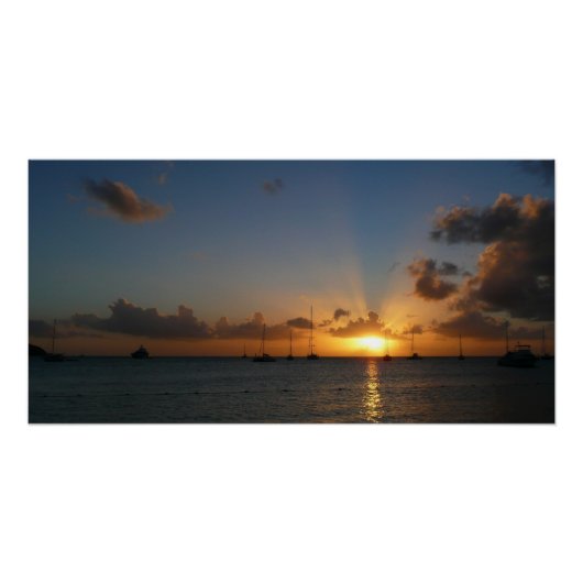 Sunset met Sailships Tropical Landscape Photo Perfect Poster (Voorkant)