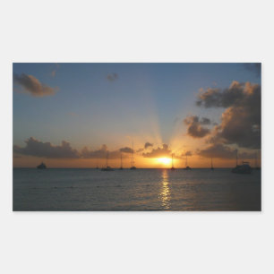 Sunset met Sailships Tropical Landscape Photo Rechthoekige Sticker