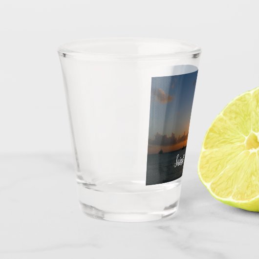 Sunset met Sailships Tropical Landscape Photo Shot Glas (Links)