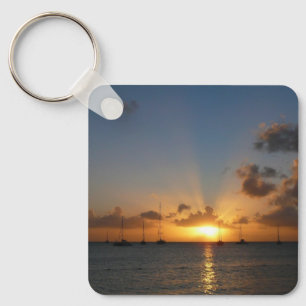 Sunset met Sailships Tropical Landscape Photo Sleutelhanger