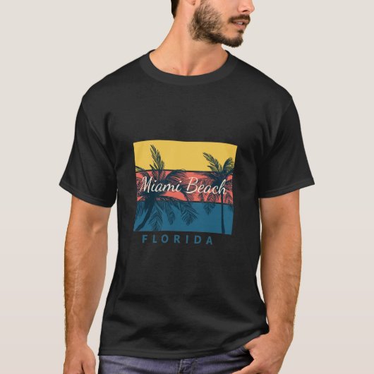 Sunset miami strand florida t-shirt (Voorkant)
