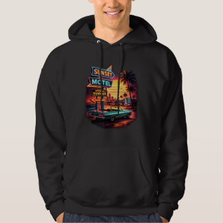 Sunset Motel Open Totaal de Nacht Retro Vormgeving Hoodie