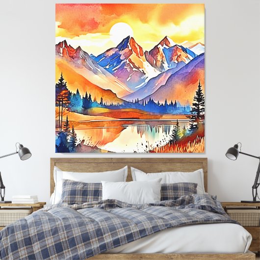 Sunset Mountain Art Design Canvas Afdruk (Insitu (Slaapkamer))